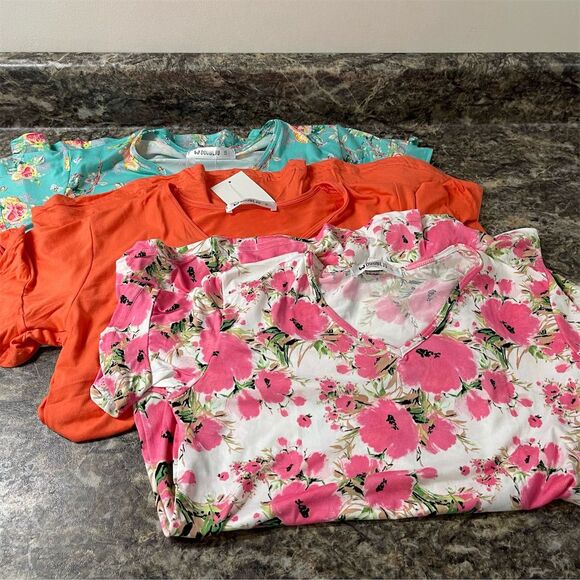 Doubles Women's Short Sleeve T-Shirts Set of 5 Multicolor Floral S - Picture 9 of 15